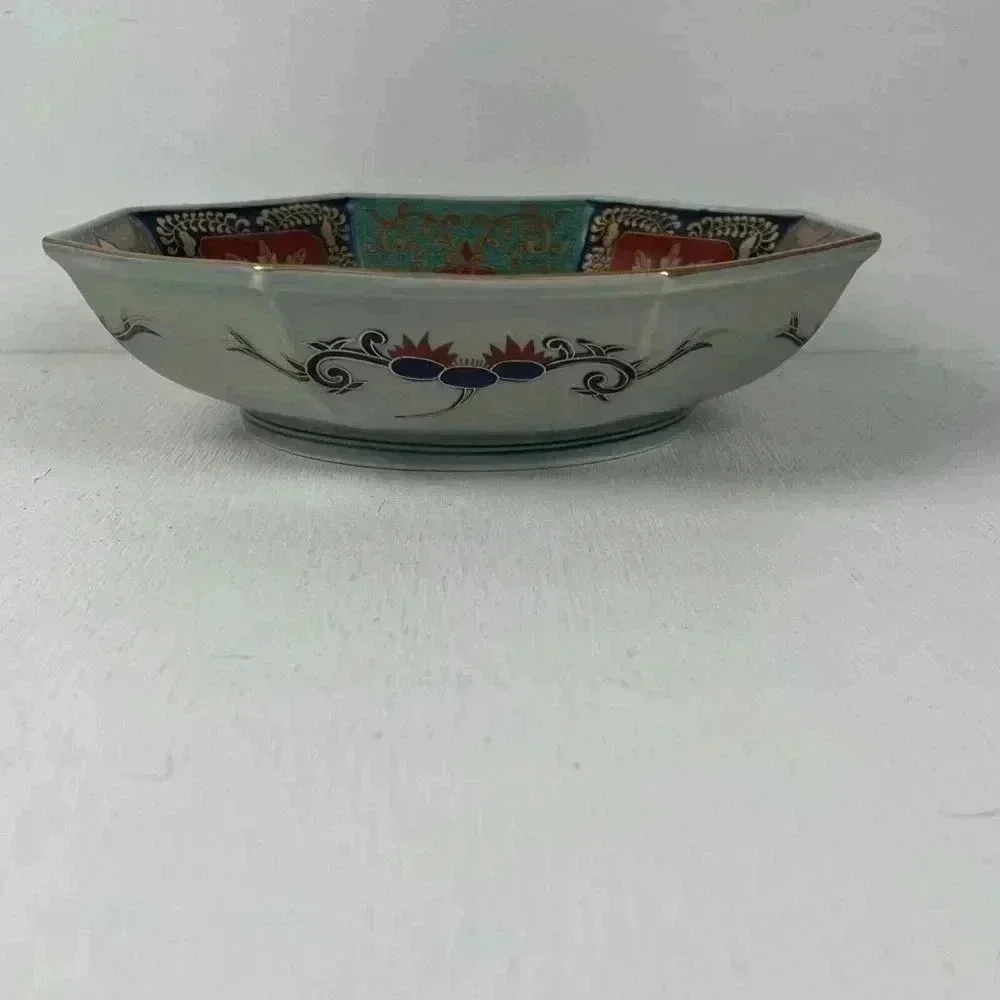 Rinkuro Kiln Old Imari Story Lion And Peony Imari Octagon Bowl 9 inch‎